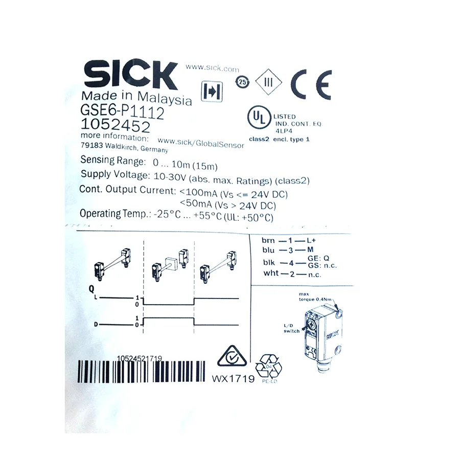 Sick Sick GSE6-P1112 miniature photoelectric sensor PNP 10-30 V DC 15 m range — product photo