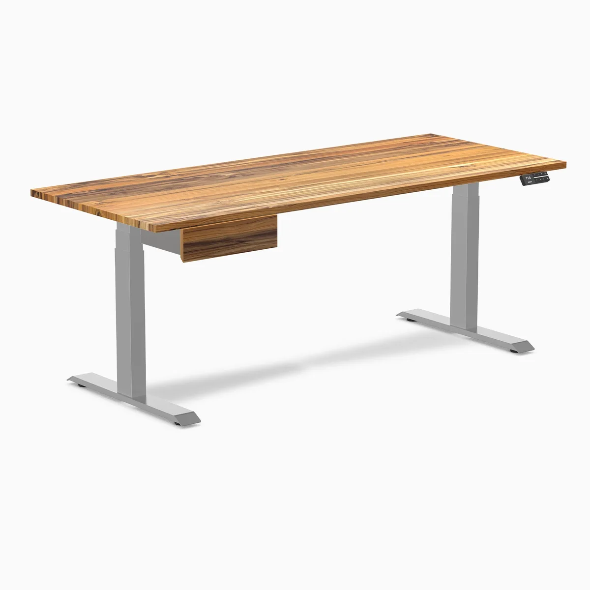 Desky Desky Dual Hardwood Standing Desk With Drawer Teak Grey 72 x 30 in — product photo