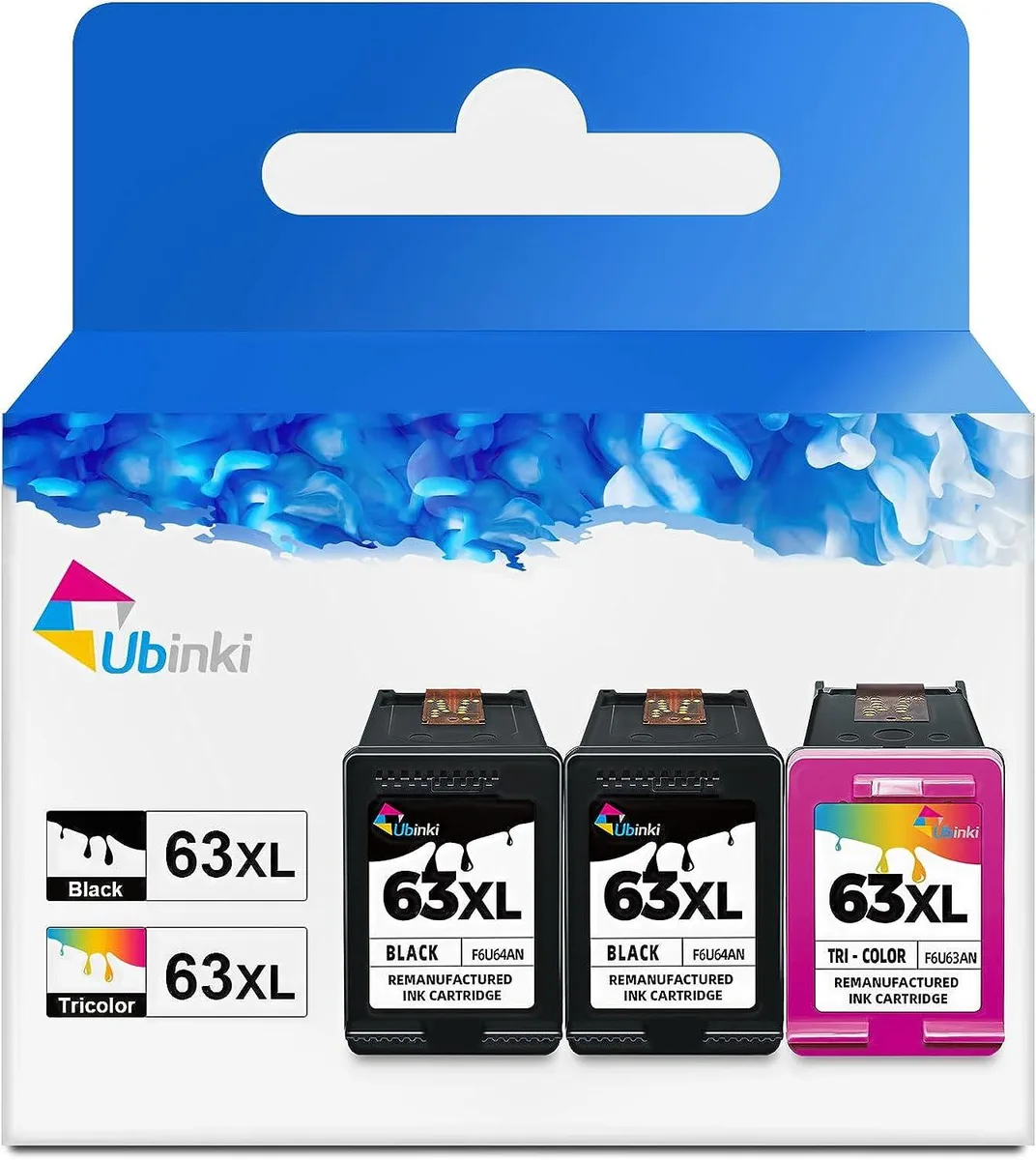 NuoTo NuoTo 63XL ink cartridge 3-pack 2 black 1 tri-color — product photo