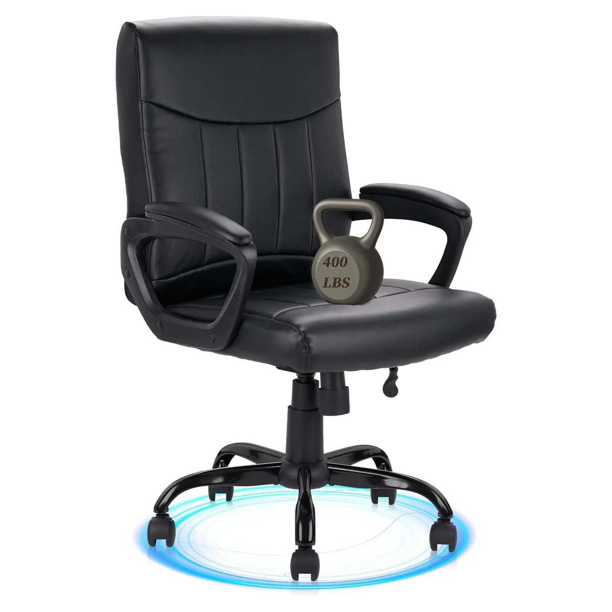 Clatina Chairs Clatina Chairs Mid Back Leather Office Chair Black — product photo