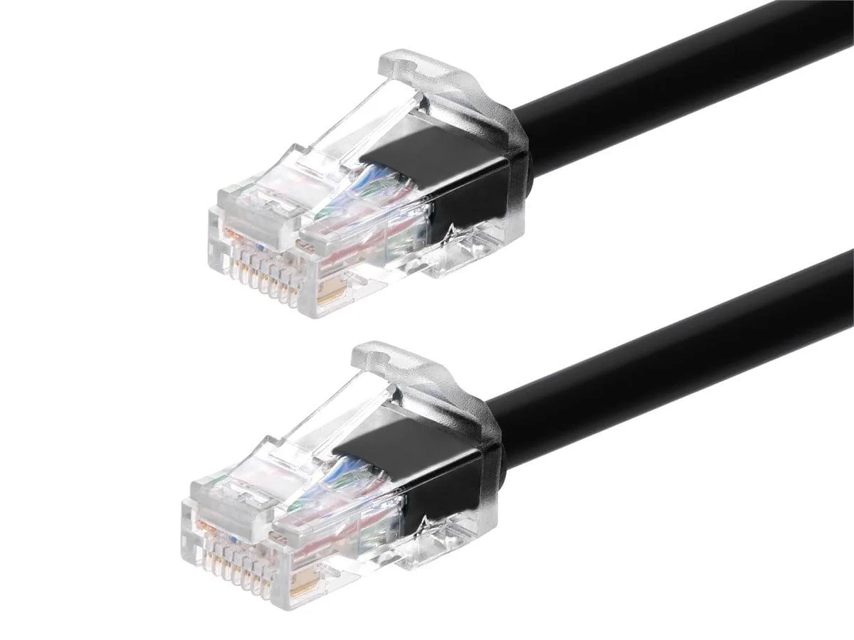 Monoprice Inc. Monoprice 144649 Cat6A network ethernet cable 7 ft black 24AWG 500MHz CMR UTP snagless Micro SlimRun — product photo