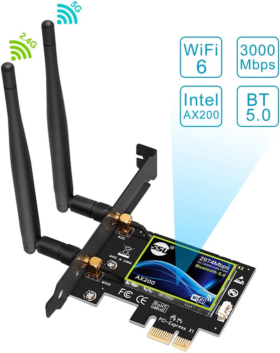 PENGQIAO PENGQIAO Wi-Fi 6 AX200 PCIe Adapter Black — product photo