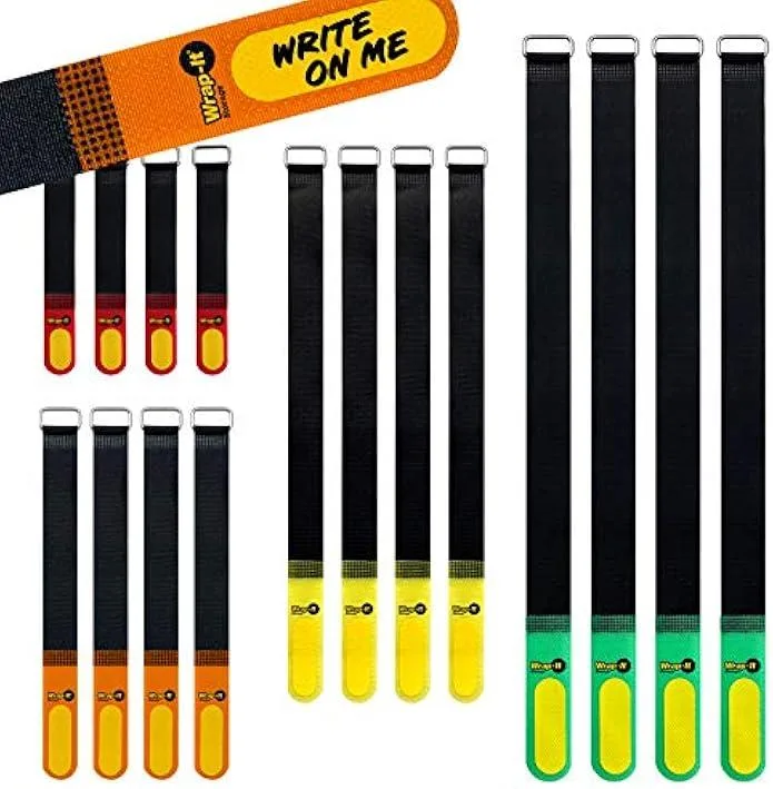 usbroway usbroway hook and loop cinch straps assorted 16 pack with write on label — product photo
