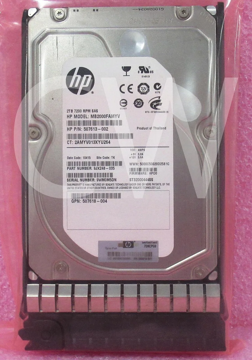 HP HP 2TB 7200RPM 6Gbps SAS 3.5" internal hard drive 507616-B21 — product photo