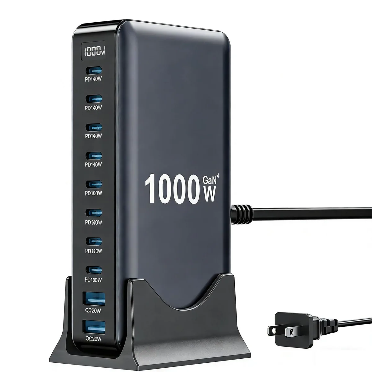  SMSASOEO YMX-440W 1000W 10-Port GaN IV USB Charger Black — product photo