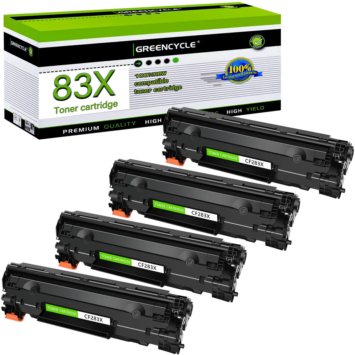 GREENCYCLE GREENCYCLE CF283X Black Toner Cartridge 4-Pack 2400 Pages — product photo