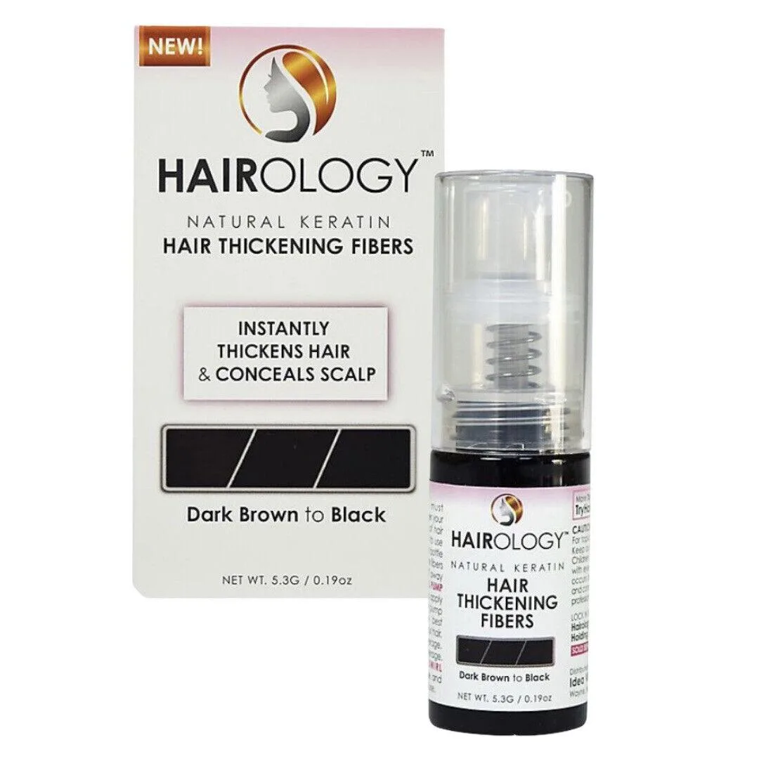 Idea Village Idea Village Hairology Natural Keratin Hair Thickening Fibers 19 oz Dark Brown to Black — product photo