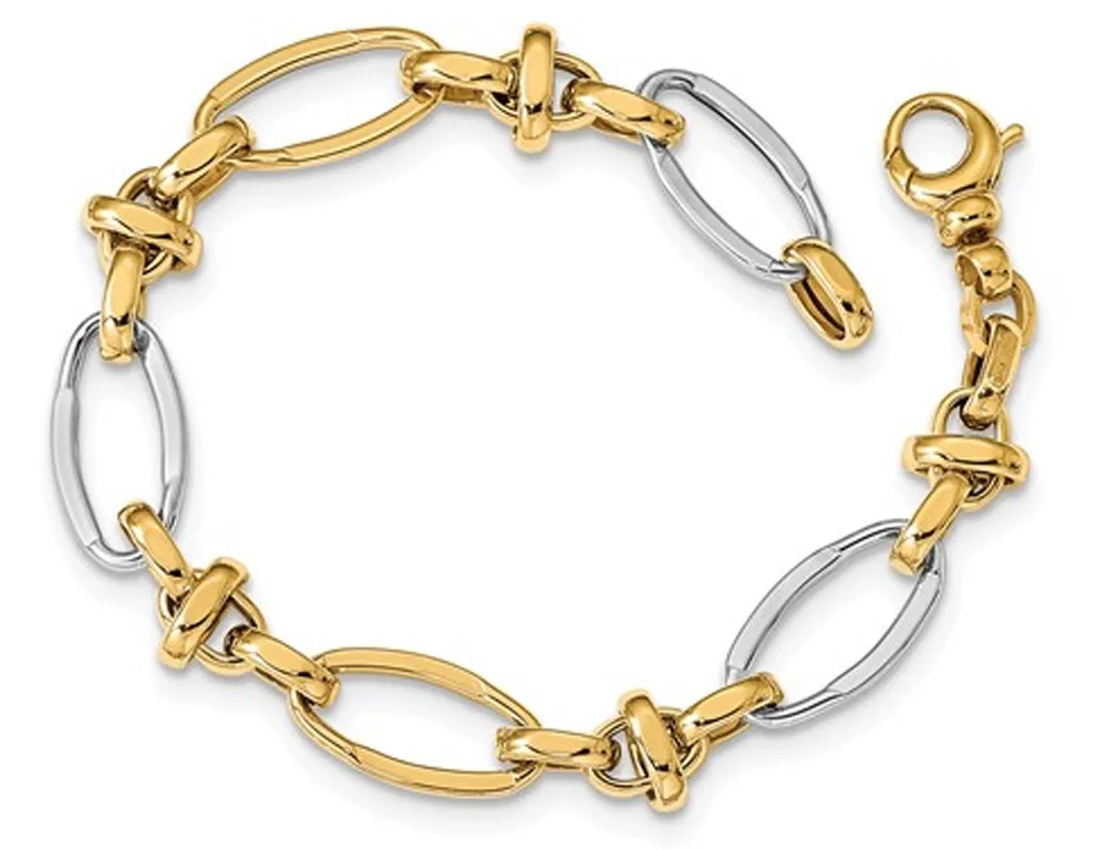Gem &amp; Harmony Gem &amp; Harmony 14K White and Yellow Gold Polished Link Bracelet 7.75 Inches — product photo
