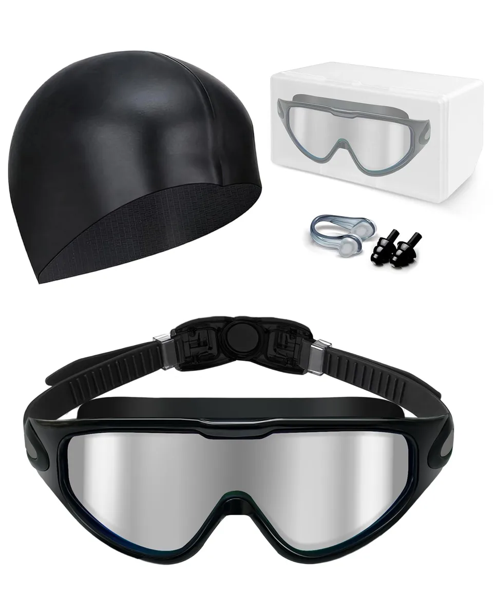  Hurdilen Swim Goggles Set Black 180° Panoramic — product photo
