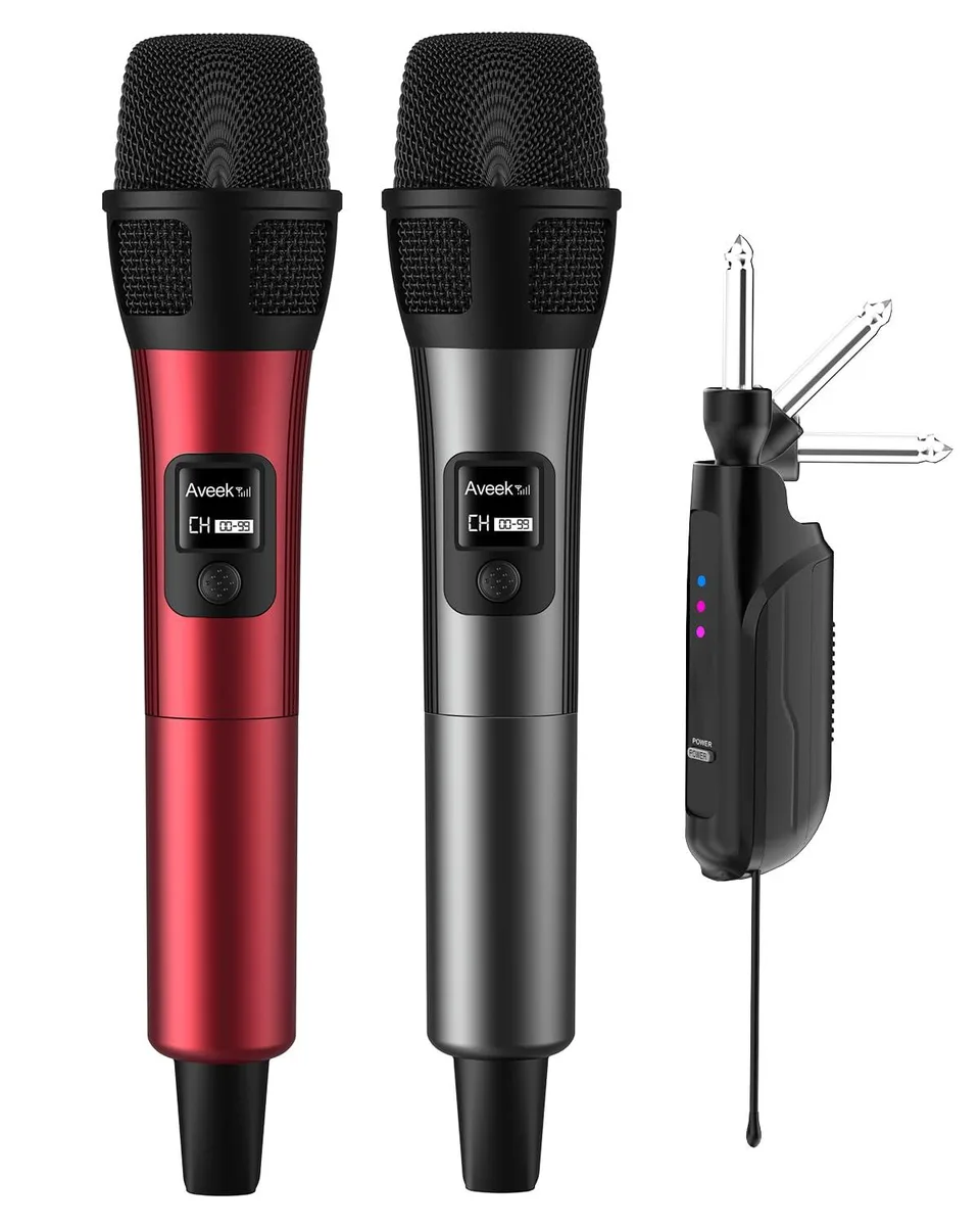  Aveek LV-01 Wireless Microphone 2 Pack Red Black 262FT 40H — product photo