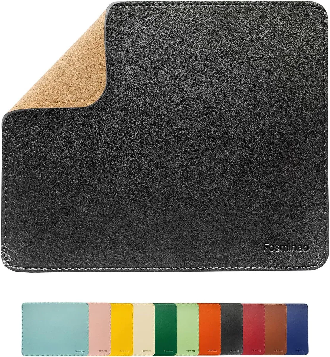 BAOFENG BAOFENG Double-Sided Leather &amp; Cork Mouse Pad 10.2 x 8.3 in Black — product photo