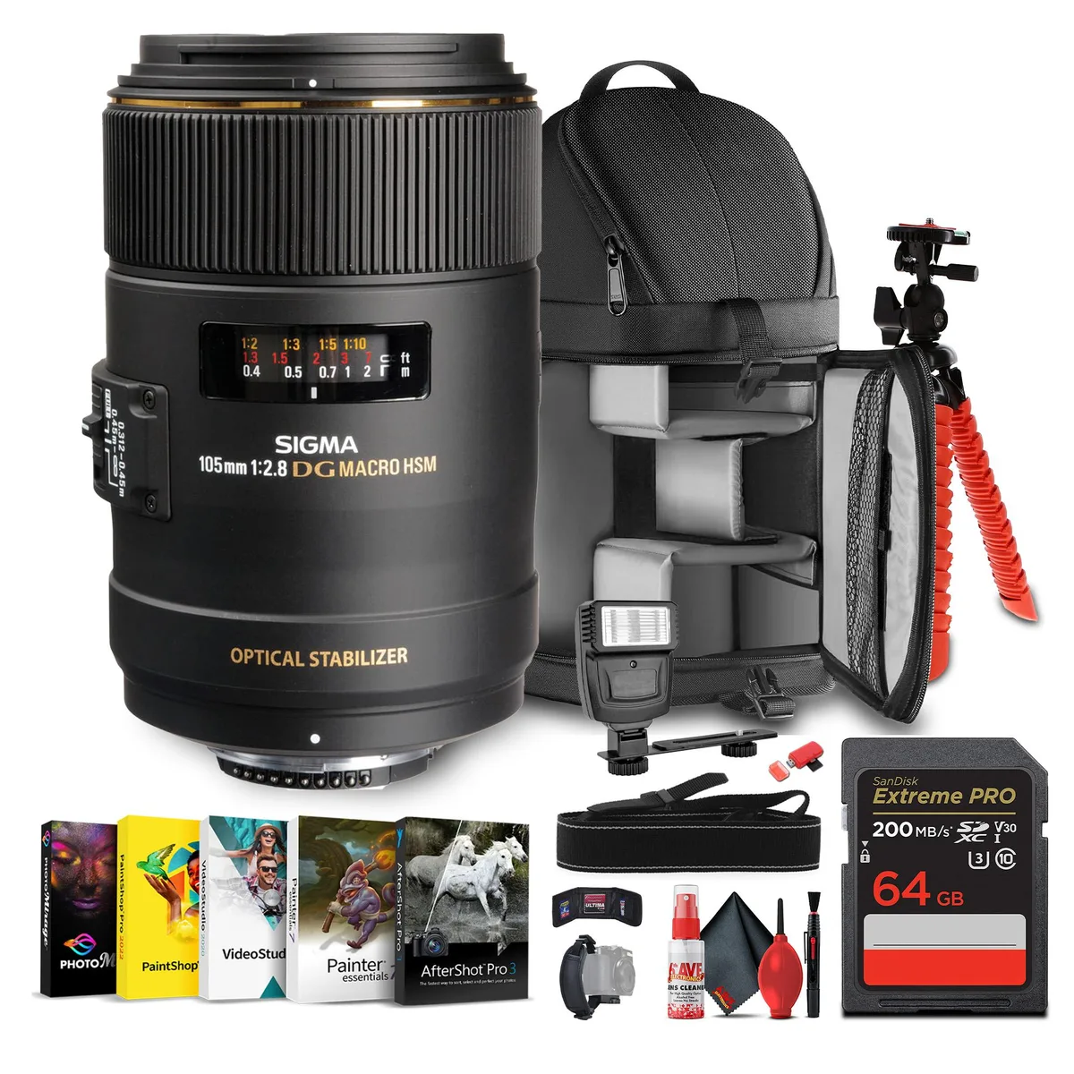 SIGMA SIGMA 105mm f/2.8 Macro Lens for Nikon F with Bundle Accessories — product photo