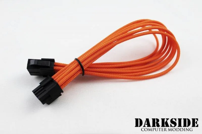 Darkside Computer Modding Darkside Computer Modding 8-Pin PCI-E 12" HSL Single Braid Extension Cable Orange UV DS-0238 — product photo