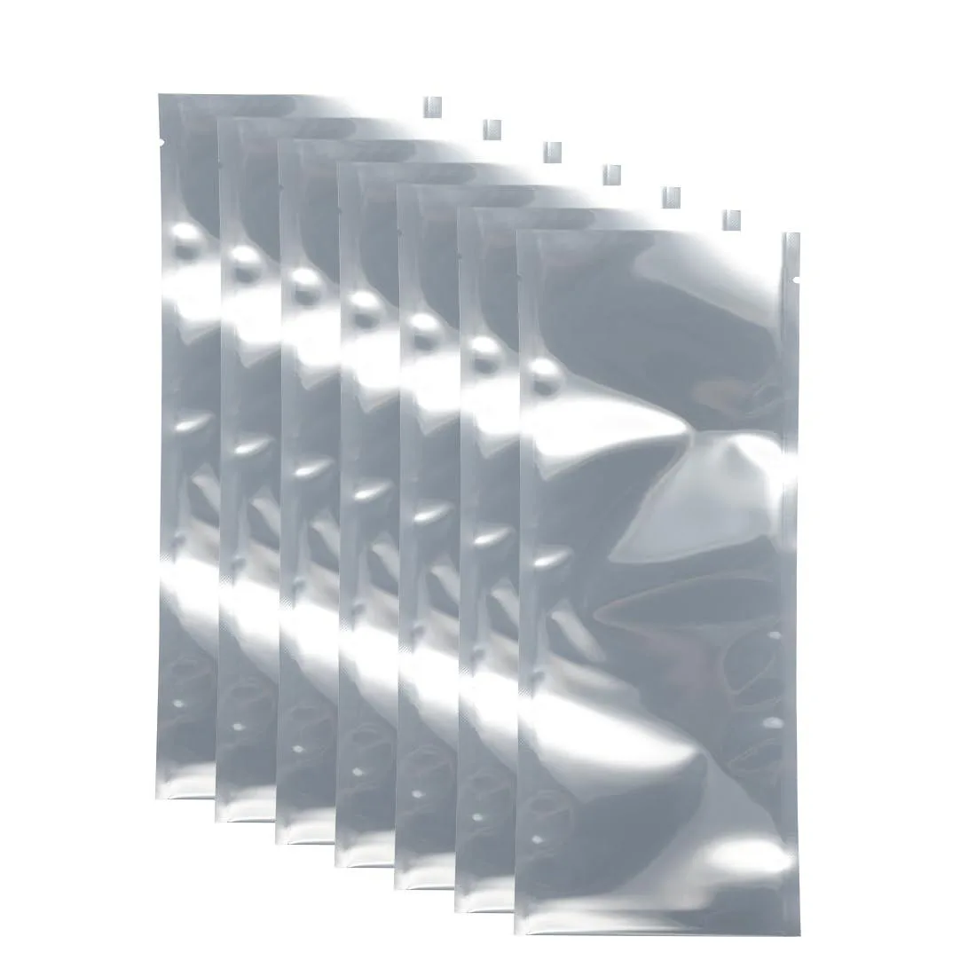 Stack of 100 silver semi-transparent anti-static shielding bags 4 by 10 inches