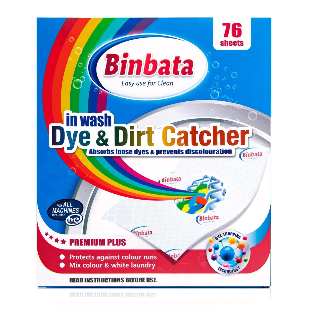  Meterk Binbata Dye Catcher Sheets 76 Count Fragrance Free — product photo