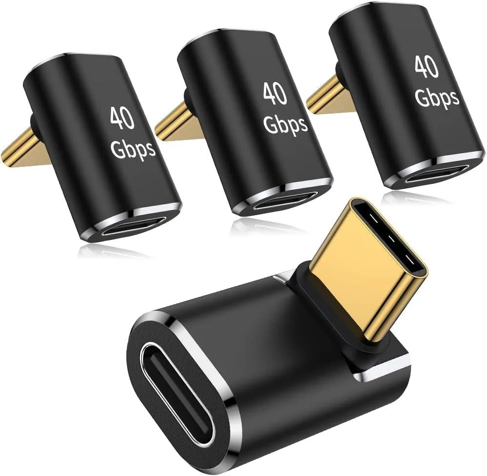WaveShare WaveShare 90 Degree USB C Adapter 40Gbps 100W 8K 4 Pack Black — product photo