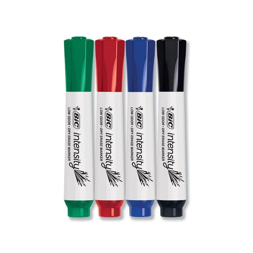  BIC Intensity Low Odor Dry Erase Markers Chisel Tip Assorted 4-Count — product photo