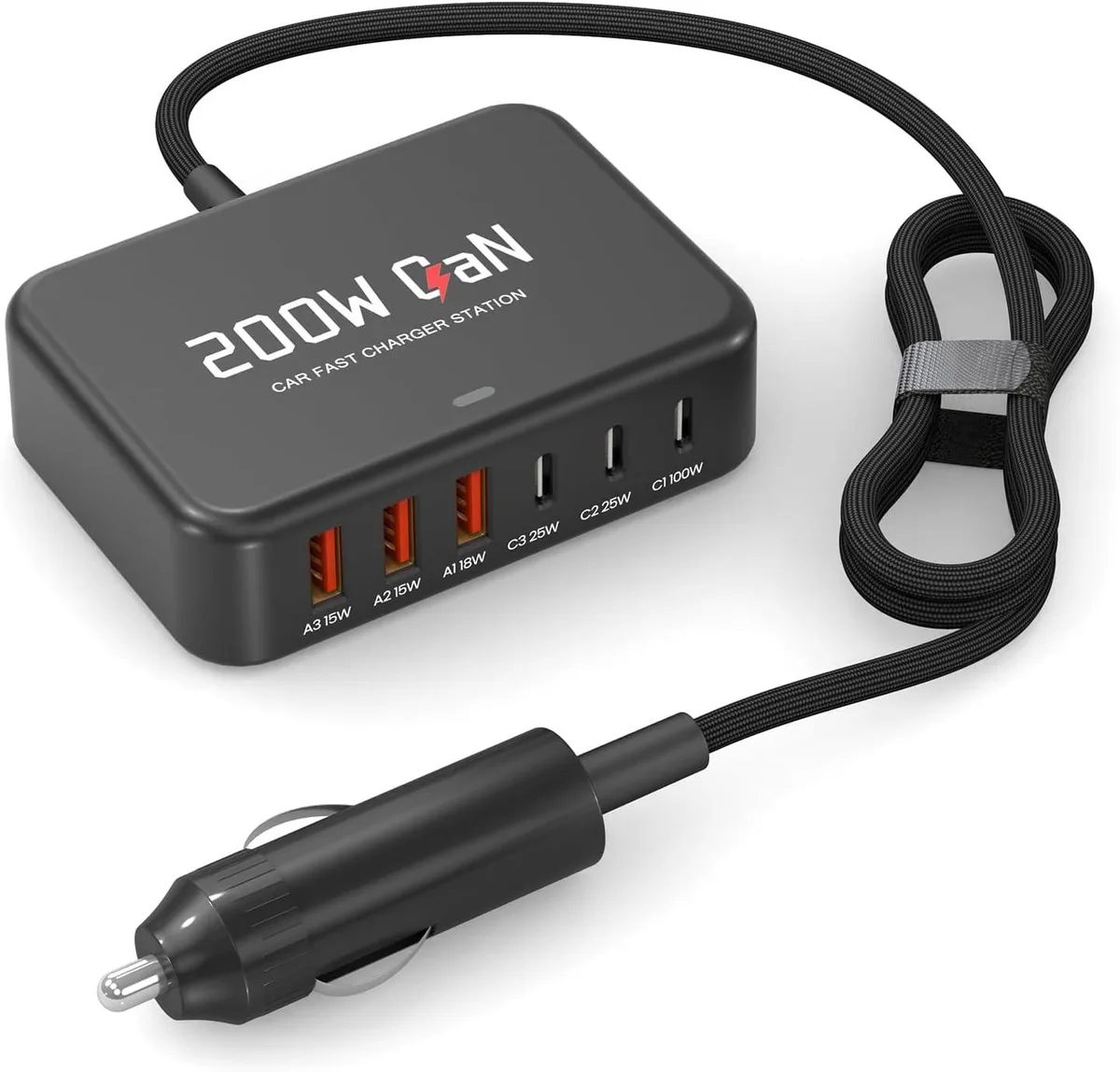 TIZOPO TIZOPO 200W GaN Car Fast Charging Station 6-Ports PD3.0 ac adapter — product photo