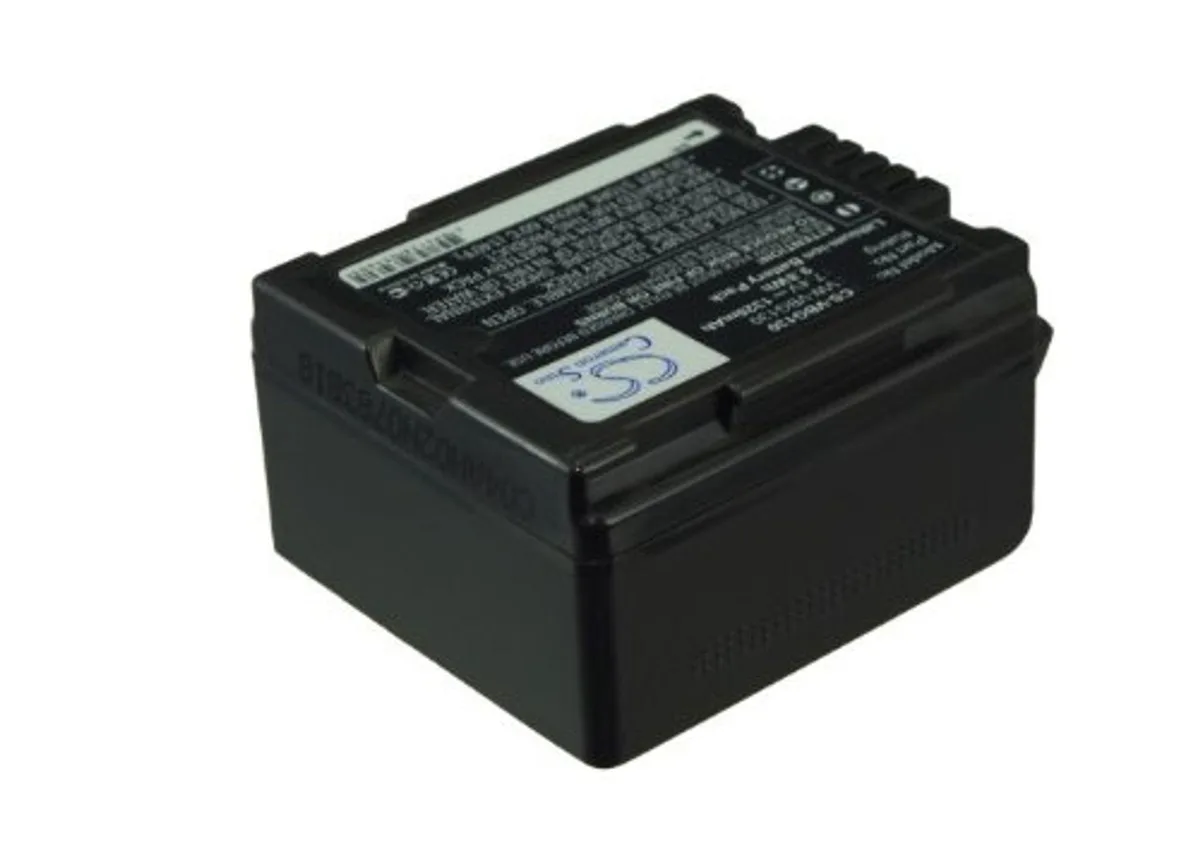 Rectangular camera battery, dark grey plastic finish, 41.20 by 35.80 by 24.85 mm
