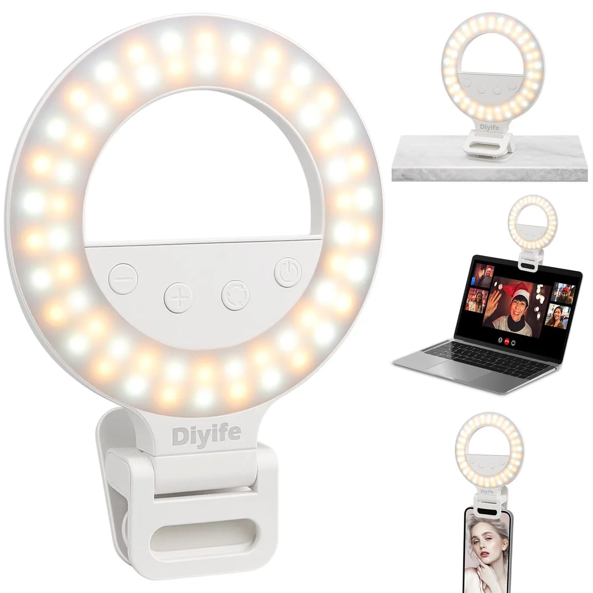  Diyife BUSCAL19-N2 Selfie Ring Light 60 LED 10 Brightness 1000mAh 360° Rotation — product photo
