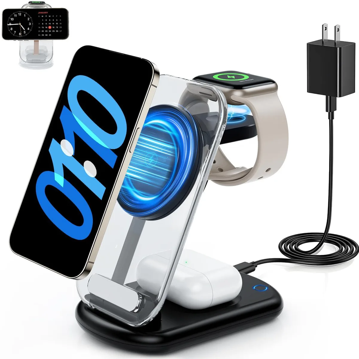  RYND W360 3-in-1 Magnetic Wireless Charger with Light Black — product photo