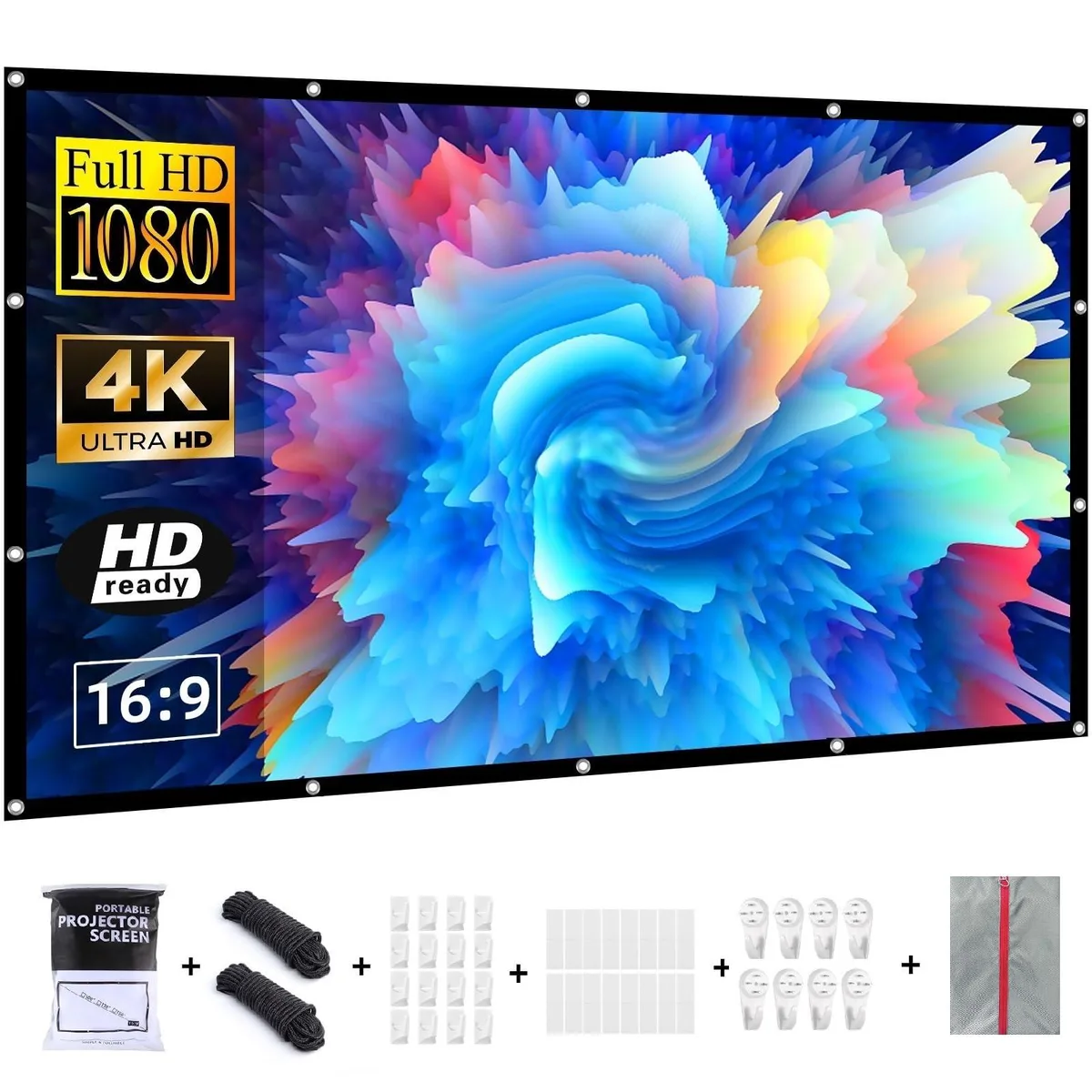  VerCorkin 120 inch Projector Screen 16:9 Foldable Anti-Crease Double Sided — product photo