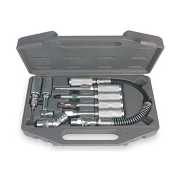 Transparent kit with 12 inch hose couplers nozzles and tools