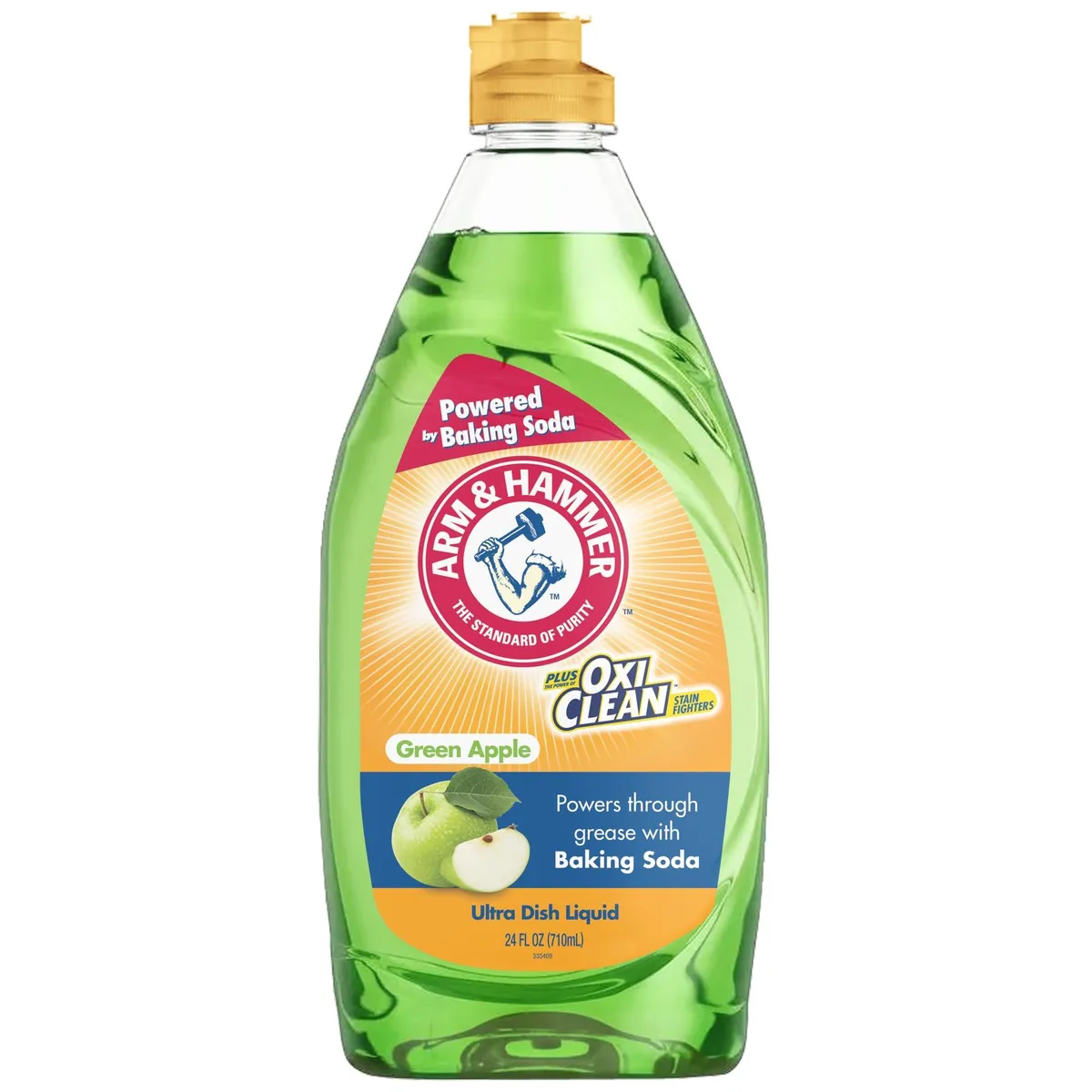 Clear 24 oz plastic bottle with green liquid and white flip cap