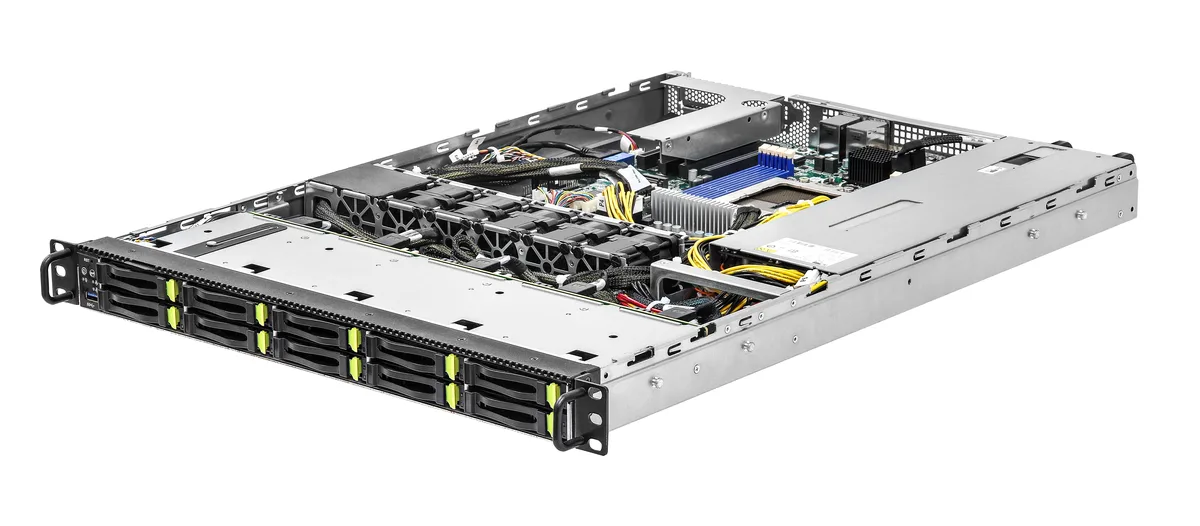 ASRock Rack ASRock Rack 1U10E-ALTRA/1L2T barebone server, 650W 1+1 PSU, 10 NVMe bays — product photo