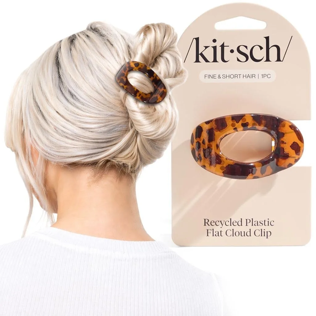 Small flat claw clip in tortoise finish, 1.9 cm x 10.1 cm x 10.2 cm