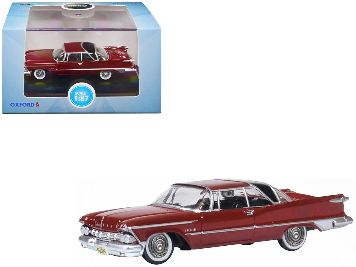 Oxford Diecast Oxford Diecast 1959 Chrysler Imperial Crown 2 Door Hardtop Radiant Red Black Top 1/87 Scale Hobby Collectible — product photo