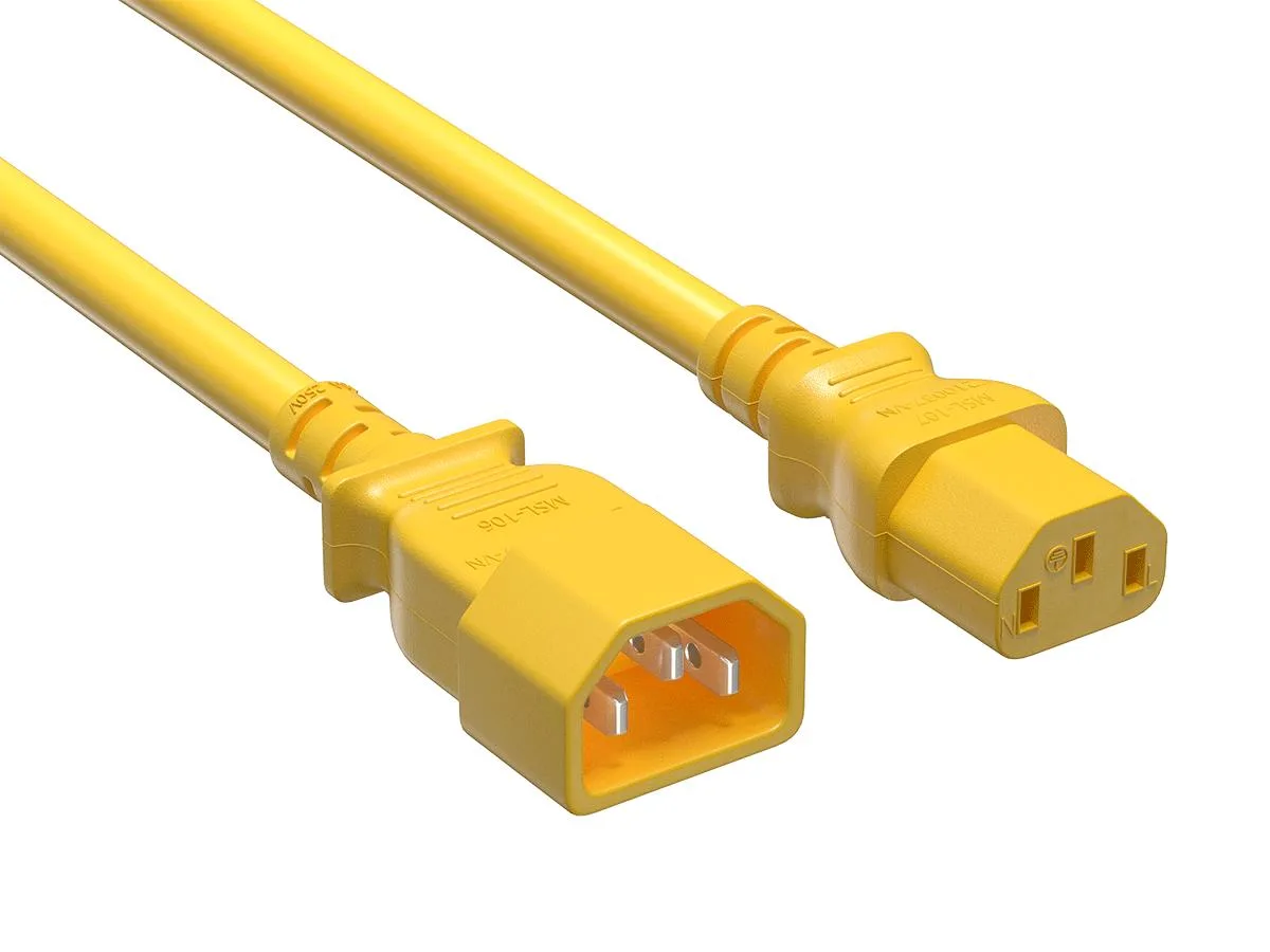 Cable Leader Cable Leader 4 ft 14 AWG C14 to C13 Power Extension Cord Yellow — product photo