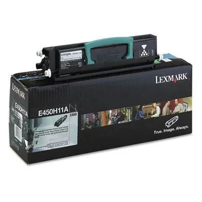 Lexmark black toner cartridge in a rectangular plastic housing