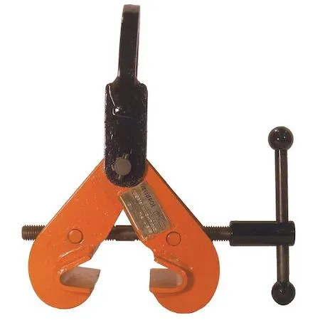 Steel beam clamp with load ring, adjustable jaws