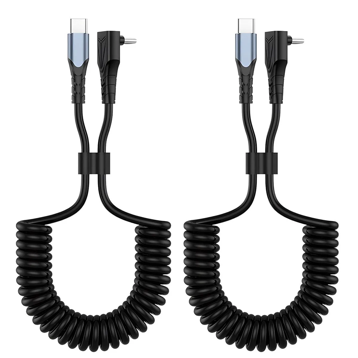 Mobee Mobee 2 Pack Coiled USB-C to USB-C Cable 90° 60W 1.5-4ft — product photo