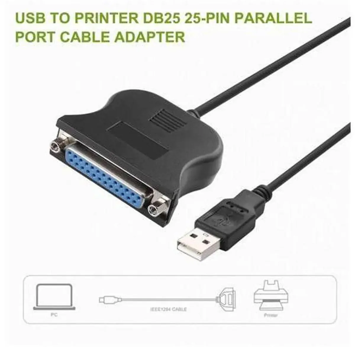 SMUGDESK SMUGDESK Black BiDirectional USB to DB25 25Pin Parallel Printer Adapter Cable — product photo