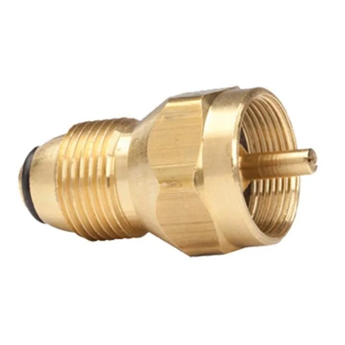 Brass LP refill adapter with female cylinder thread and soft nose POL connector