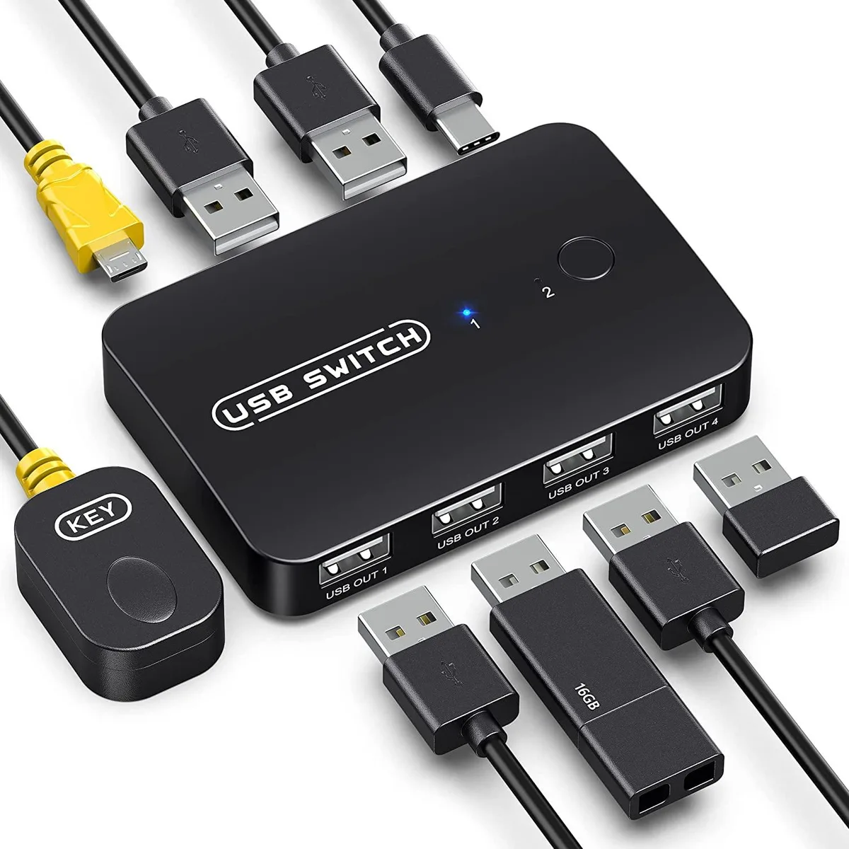 FOCUSTEC FOCUSTEC USB 2.0 KVM Switch 2 Computer 4 Port — product photo