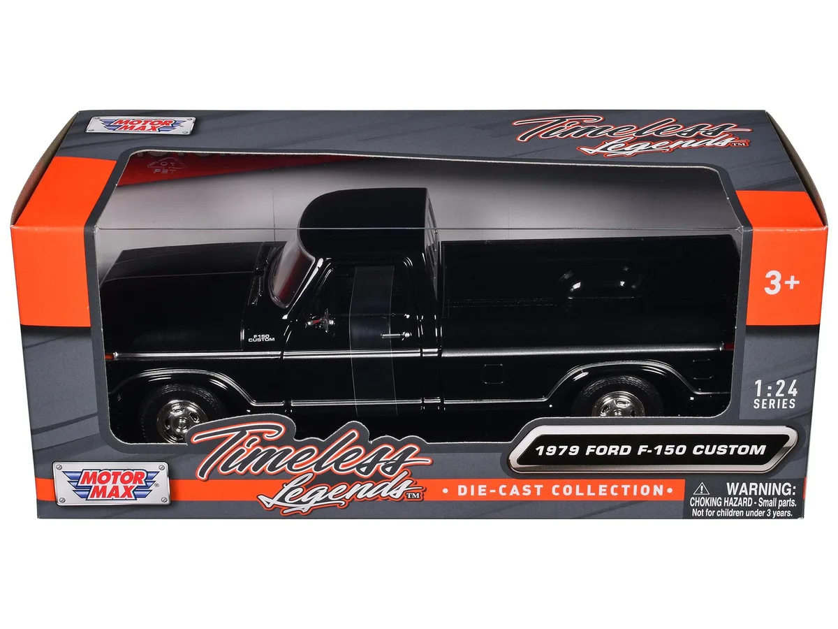 MOTORMAX MOTORMAX 1979 Ford F-150 Custom Pickup Truck Black Timeless Legends 1/24 Diecast — product photo
