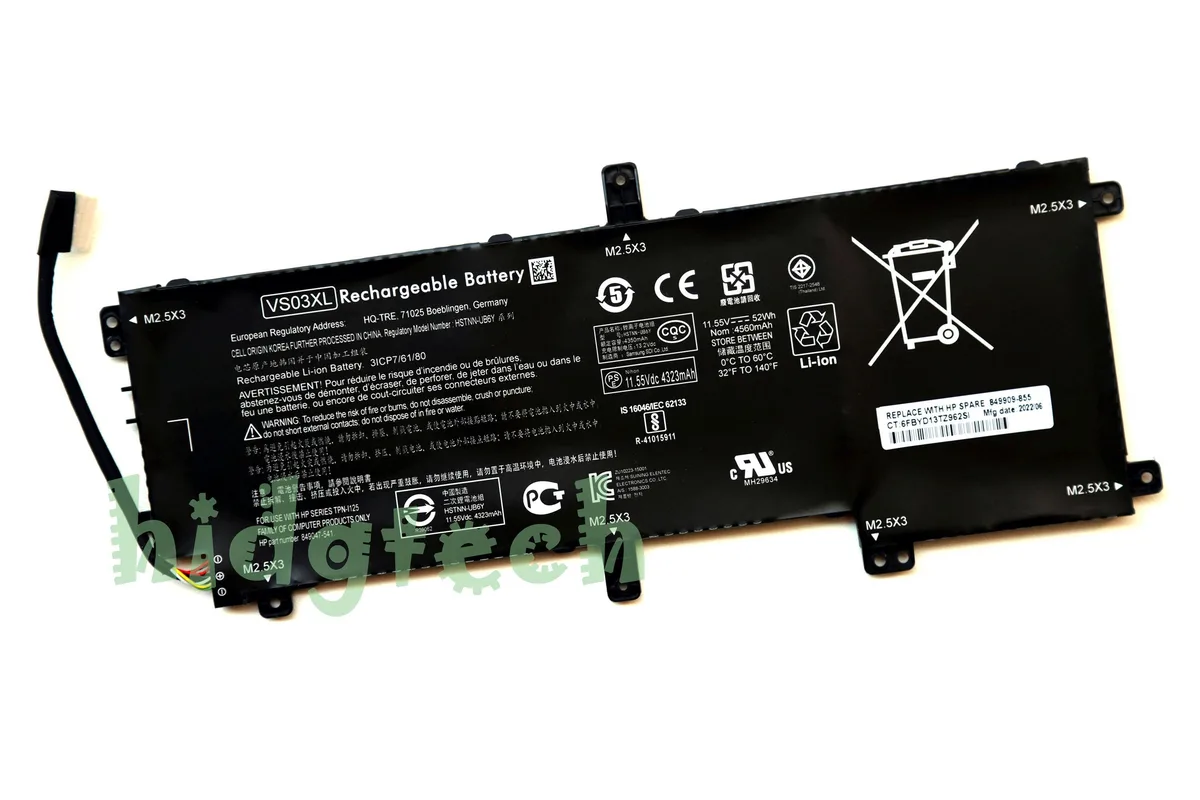 Beisite Beisite VS03XL HSTNN-UB6Y laptop battery 11.55V 52Wh — product photo