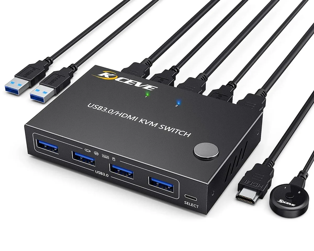 WRIARICH WRIARICH 2 Port HDMI KVM Switch 4K@60Hz USB 3.0 with Remote — product photo