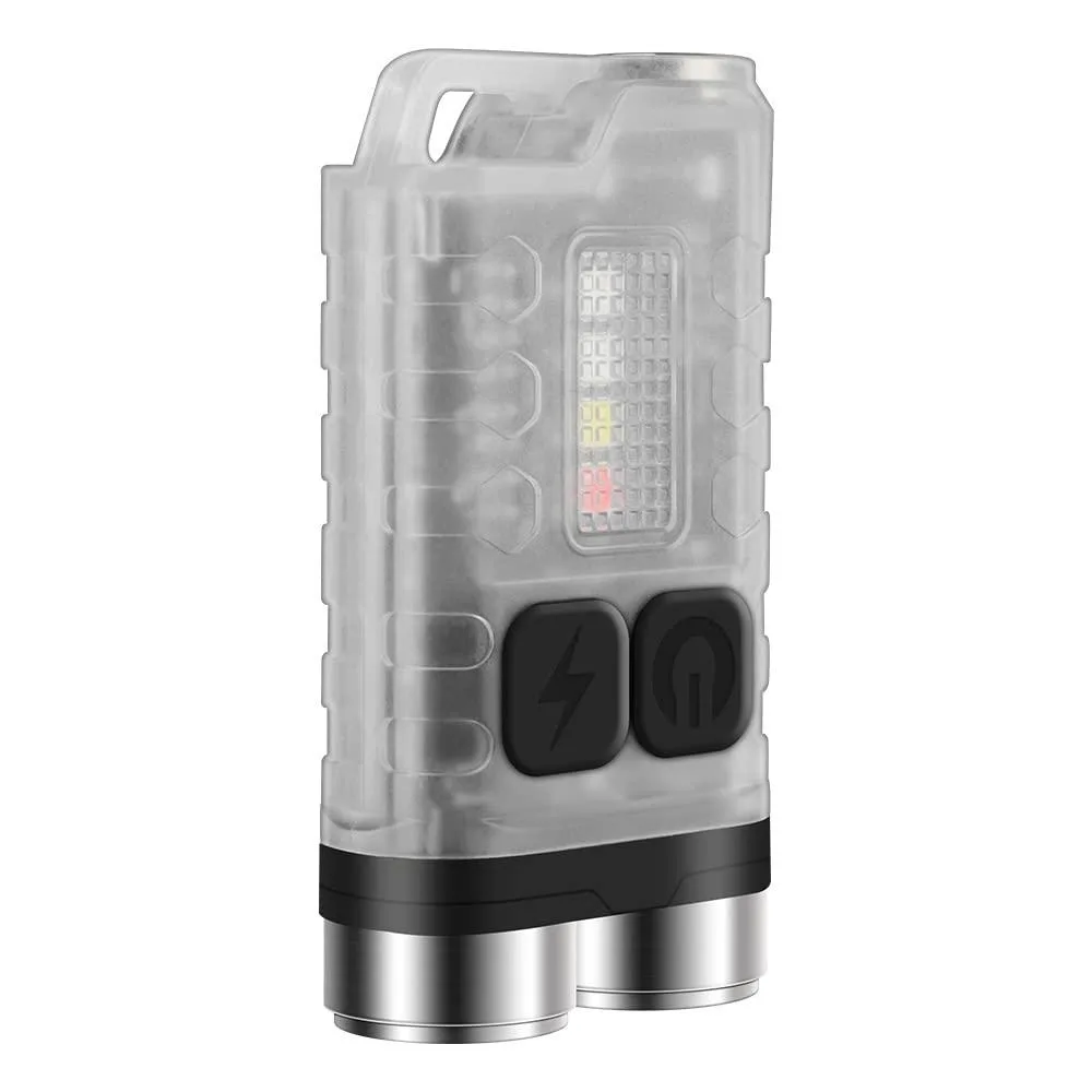 Compact square stainless-steel flashlight with USB-C port, magnet base and keychain loop
