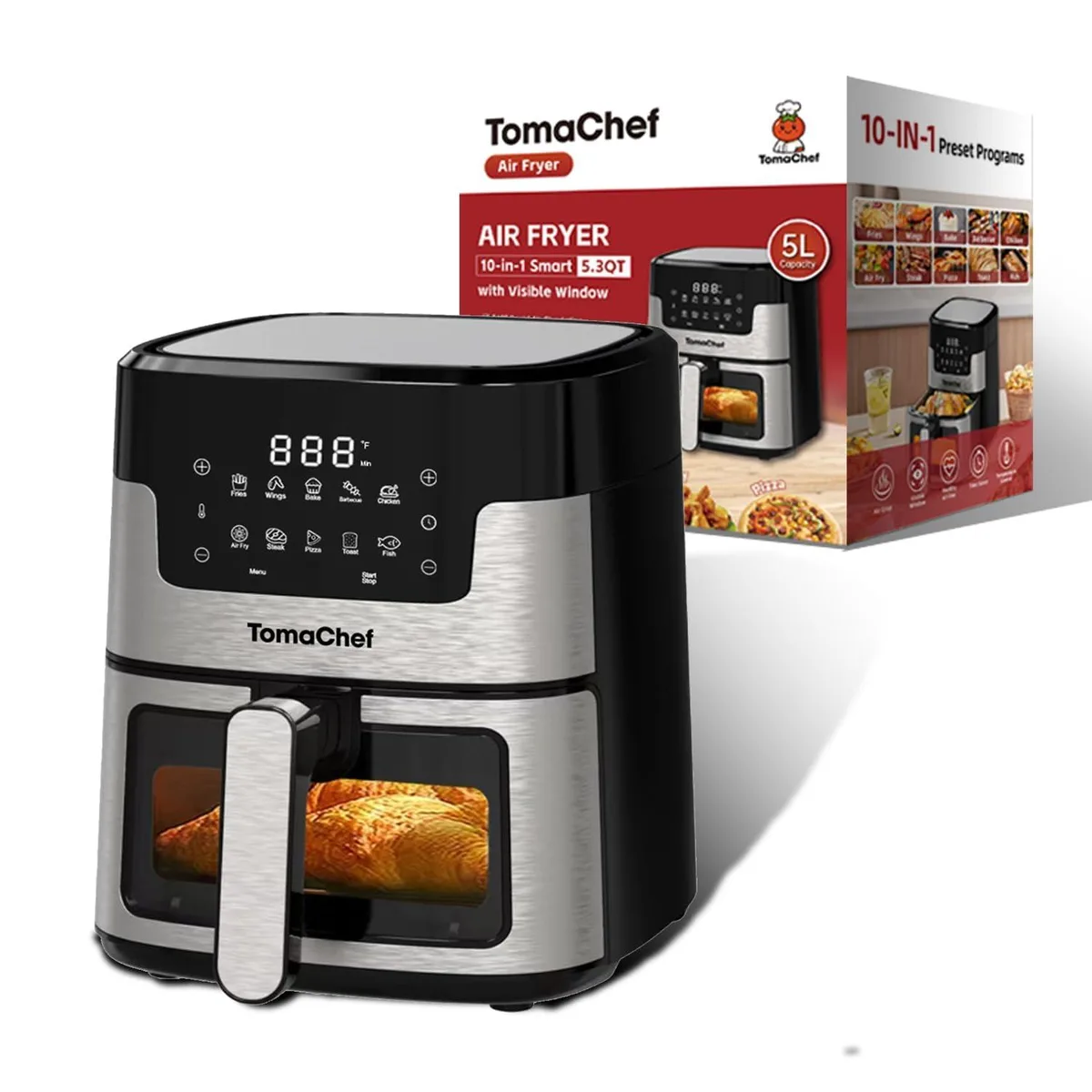  NutriChef L-5062S TomaChef 5.3QT Air Fryer 1200W White — product photo