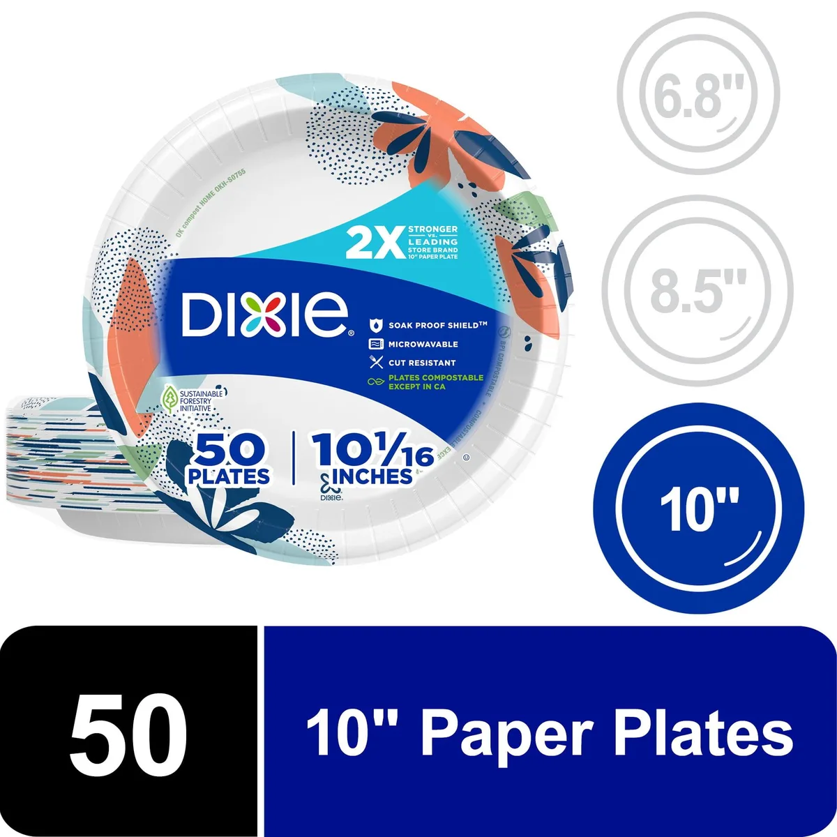 None Continuous None Continuous Dixie 10 in Multi-Color Paper Plates 50 Count — product photo
