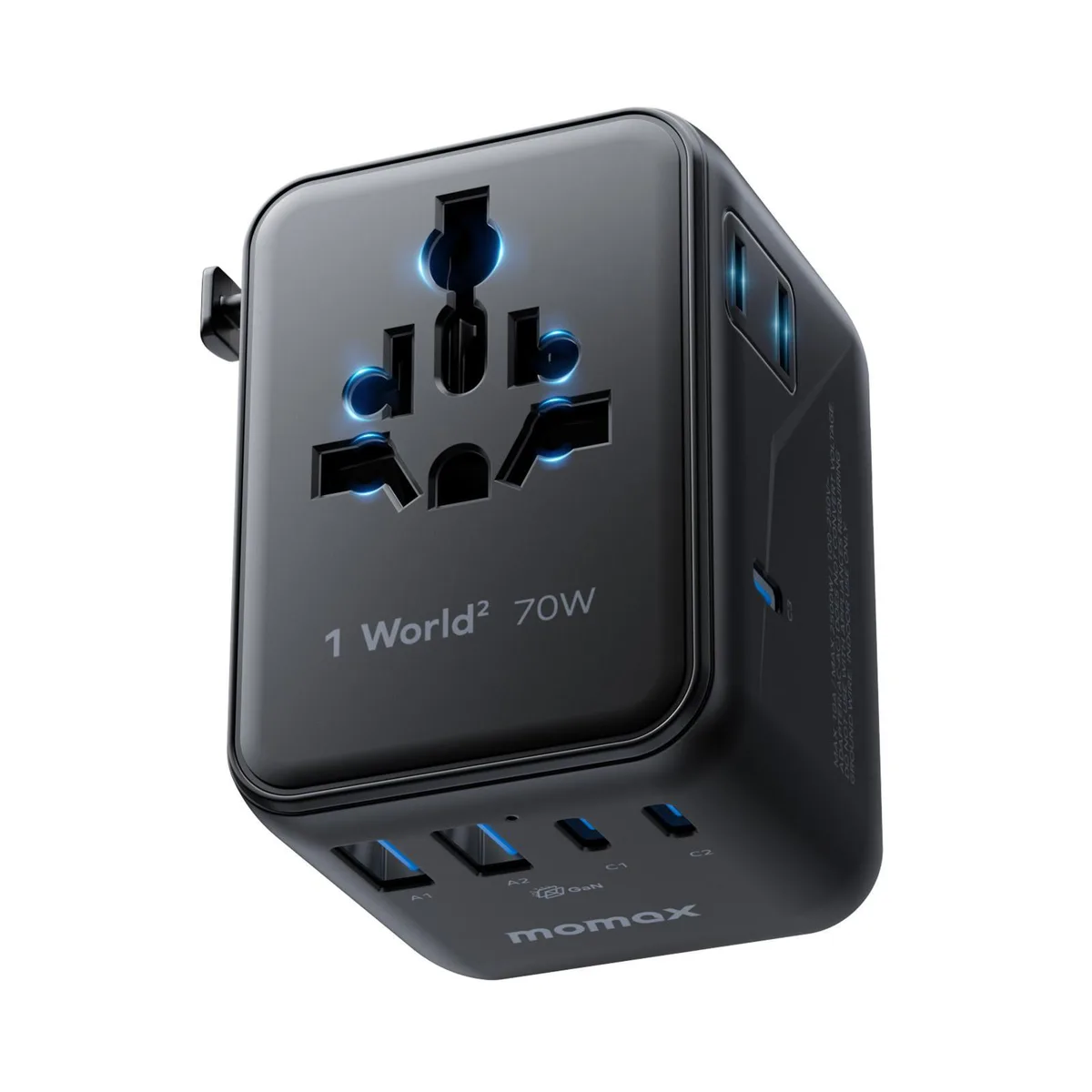 MOMAX Technology Ltd. MOMAX Technology Ltd. UA22 70W 7-in-1 GaN travel power adapter — product photo