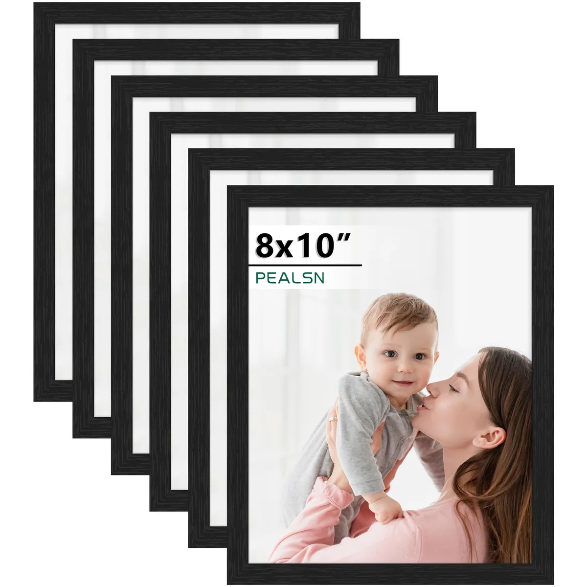 PEALSN 8x10 Picture Frame Set of 6 Black Woodgrain Framing Supplies — product photo