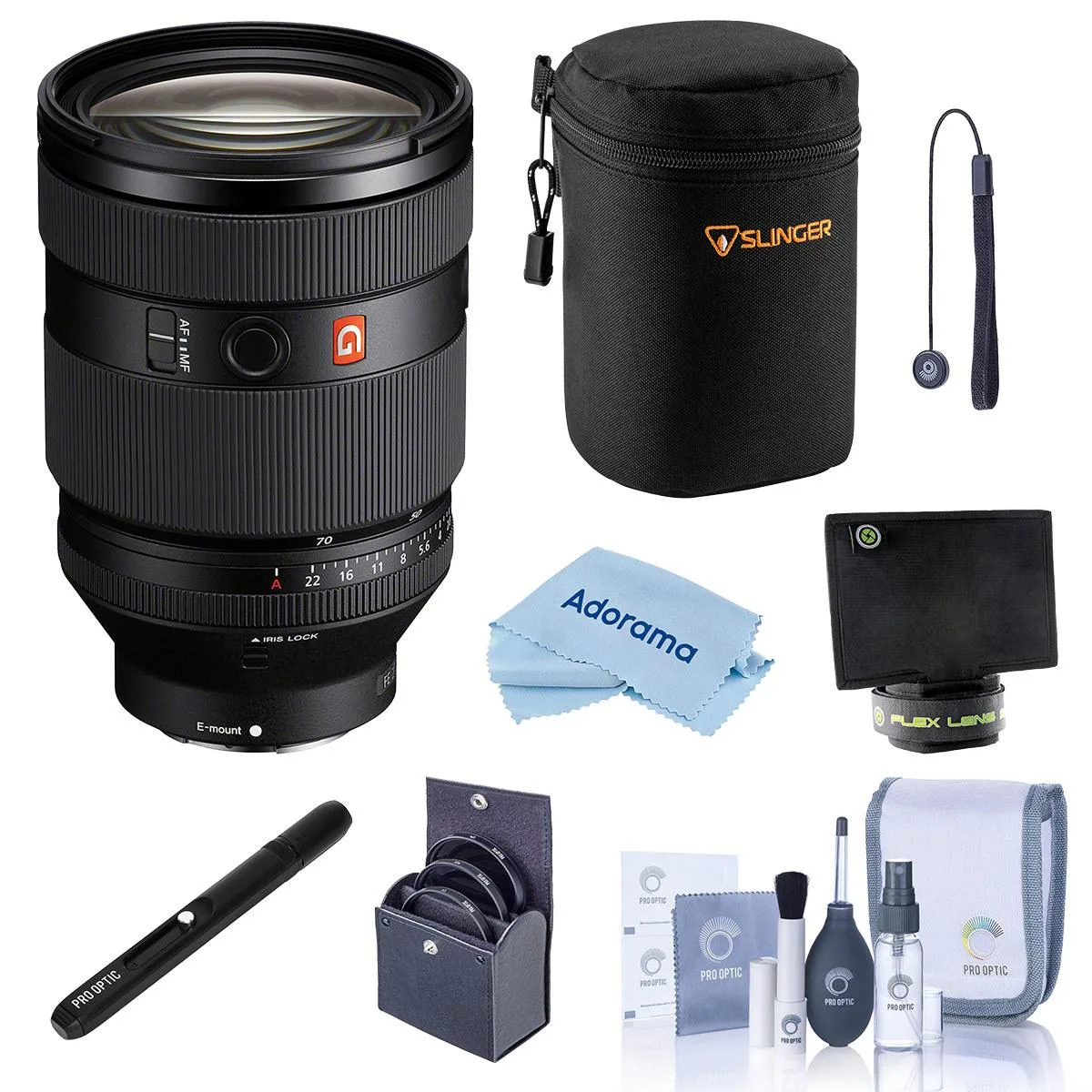 Sony Sony FE 28-70mm f/2 GM Lens Bundle with Case, 86mm Filter Kit, Shade, Cleaner, Cloths — product photo