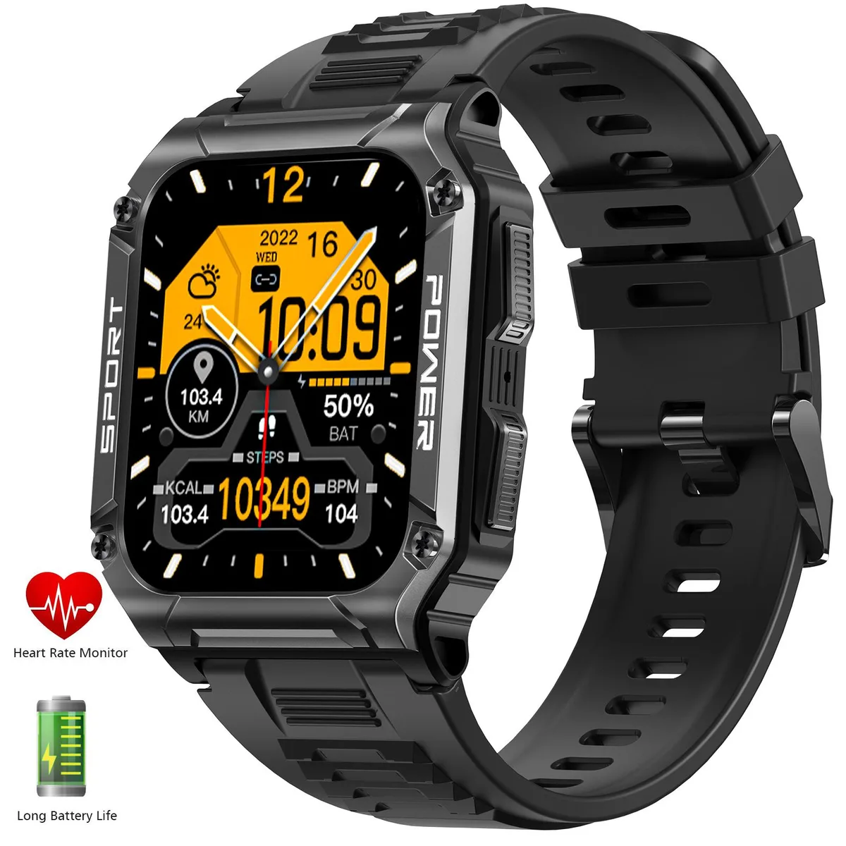 EIGIIS EIGIIS Military Smart Watch 1.95" Black 109 Sports Modes — product photo