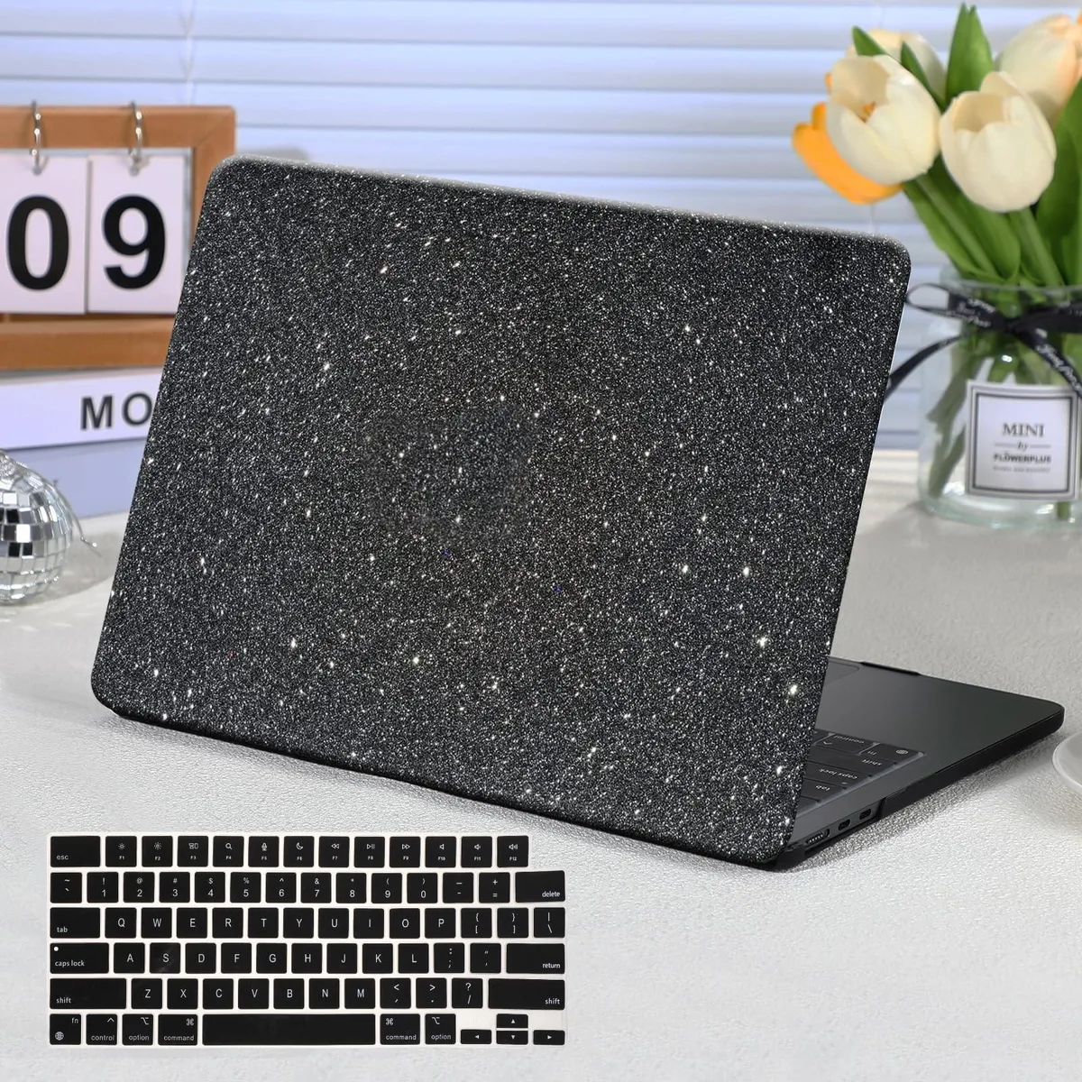 Shiny gray glitter leather hard shell case for MacBook Pro 13 with Touch Bar