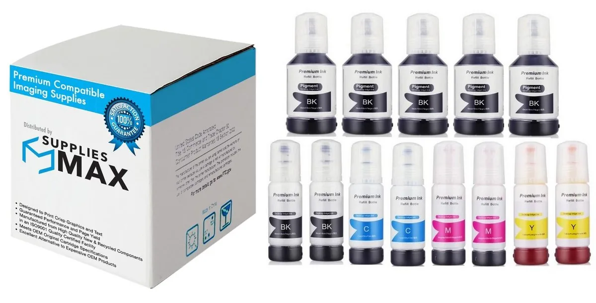 SuppliesMax SuppliesMax Refill Ink Bottle Combo Pack T512-7B2CS 5BK/2PBK/C/M/Y 8000 pages — product photo